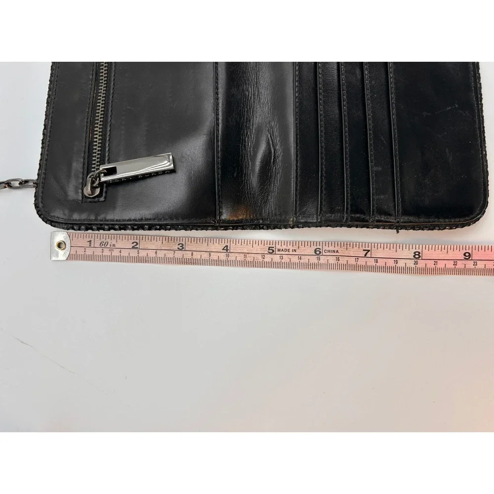 Tory Burch Black Snakeskin Embossed Convertible Shoulder Bag Clutch Wallet Chain
